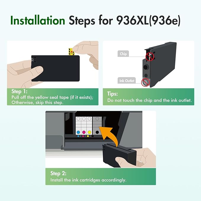 936XL 936 Ink Cartridges Combo Pack: Replacement for HP 936e Ink 936XL Black and 936 Color Combo Pack for HP OfficeJet Pro 9125e 9120e 9730e 9130 9135e 9122e 9128e 9110b 9120b 9130b 9130e Printer
