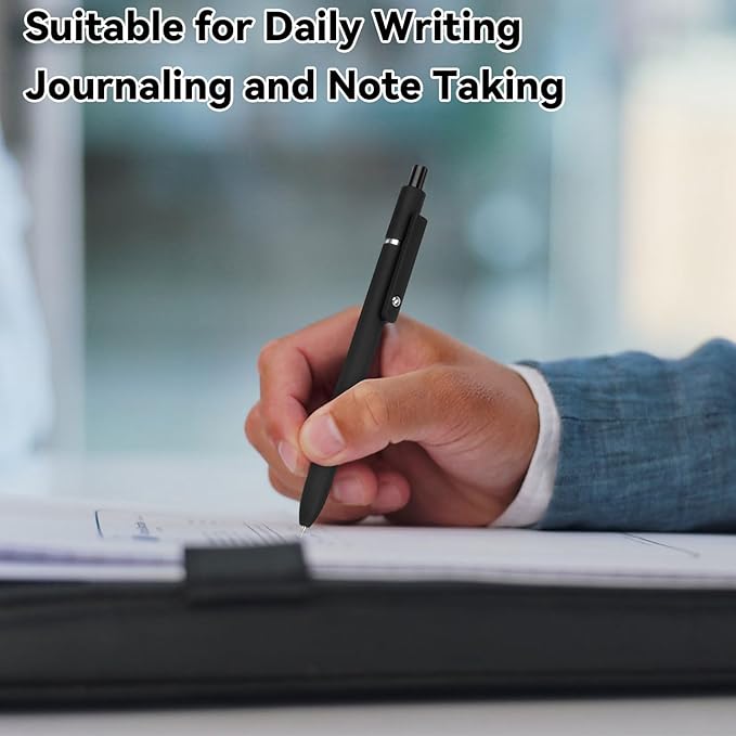 FIOVER Gel Pens, 6pcs 0.5mm Fine Point Black Ink, Smooth Writing Pens for Journaling, Nurse Aesthetic Cute Office School Supplies, Gifts for Women and Men(6Pcs Black White Grey-Black Ink)