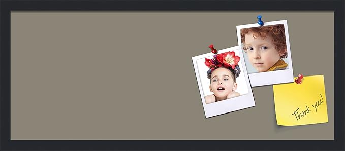 PinPix 30x12 Inch Cork Bulletin Board. This Decorative Framed Pin Board Comes with Pewter Design and a Satin Black Frame. Ideal for Home Office Decor or Message Board (PinPix-1812)