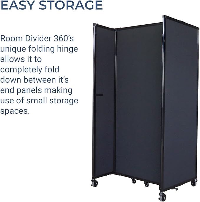 Versare Room Divider 360 Portable Wall Partition | Folding Panels | Large Freestanding Divider | Locking Wheels | Temporary Room Separator | 14' x 7'6'', Royal Blue
