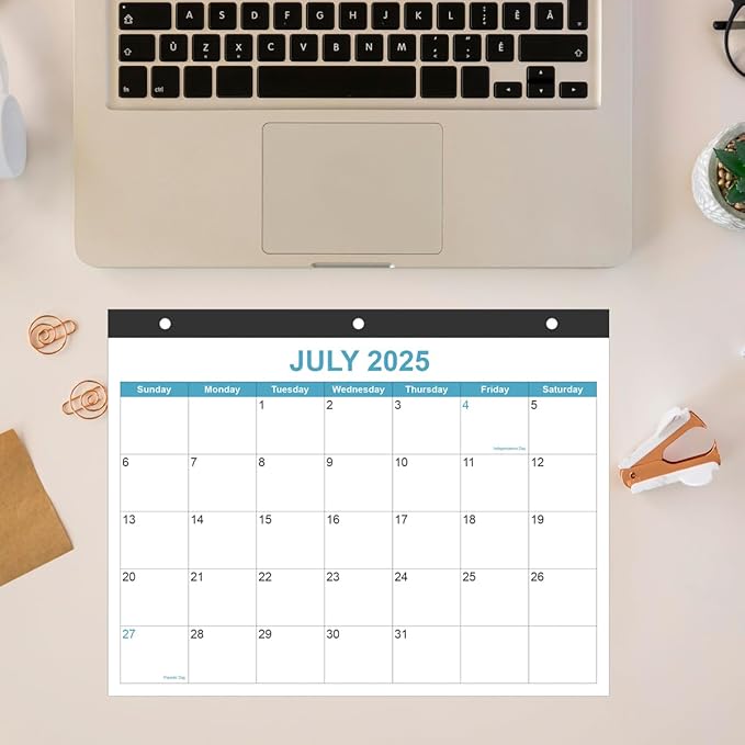 2025-2026 Calendar for 3 Ring Binder - Desk Calendar 2025-2026 from July 2025 - December 2026, 18 Months Calendar with Premium Paper, 3-Hole Calendar, 8.5" x 11", Blue