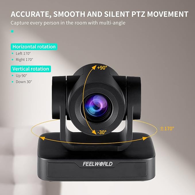 FEELWORLD USB10X USB PTZ Video Conference Camera with 10X Optical Zoom 1080P for Live Streaming Church Business Education Medical Conference Room Camera System