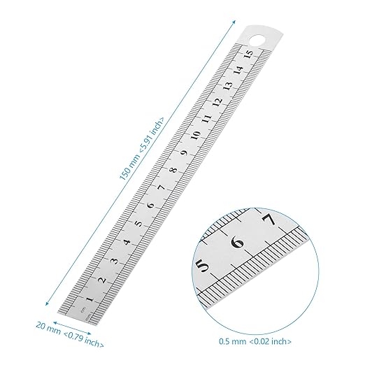 60 PCS 6 Inch Stainless Steel Ruler Bulk with Inch and Metric Scale, Straight Edge Metal Rulers Measuring Tool for Measuring