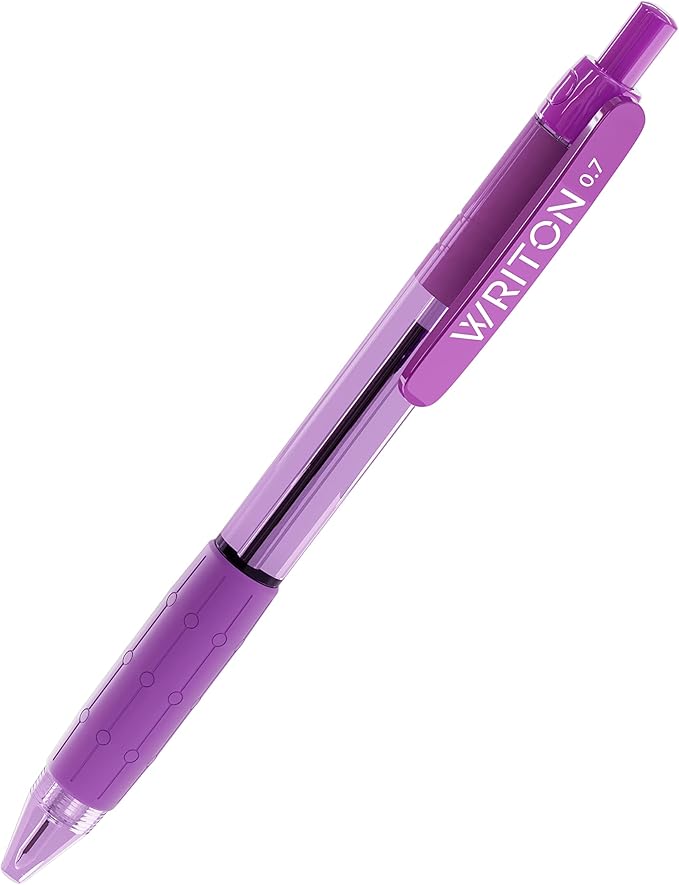 Writon Retractable Purple Ballpoint Pens - 24-Pack Writing Pens - Comfortable Grip - 0.7mm Fine Point for Smooth Writing - Fast-Drying Ink Pen - Ball Point Pens - Modern School, Office Supplies