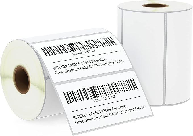 BETCKEY - 4" x 2" (102 mm x 51 mm) Barcode Shipping & Multipurpose Labels Compatible with Zebra & Rollo Label Printer,Premium Adhesive & Perforated [2 Rolls, 1500 Labels]