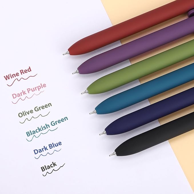 FIOVER Colored Pens, 12 Pack Colorful Gel Pens, Quick-Dry 0.7mm Medium Point for Journaling, Note Taking, Doodling, Aesthetic Office School Supplies, Gifts for Women Men(12PCS Vintage Colorful)