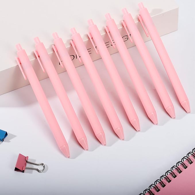 100 Pack Ballpoint Pens,Black Ink Retractable Ballpoint Pens,Comfortable Grip,Smooth Writing Pen,Medium Point 1.0mm Click Pen for Office, Home(Pink)