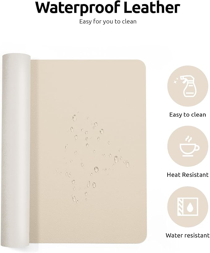 YSAGi Leather Desk Pad Protector, Office Desk Mat, Large Mouse Pad, Non-Slip PU Leather Desk Blotter, Waterproof Laptop Desk Writing Pad for Office and Home (23.6" x 13.8", Eggshell)