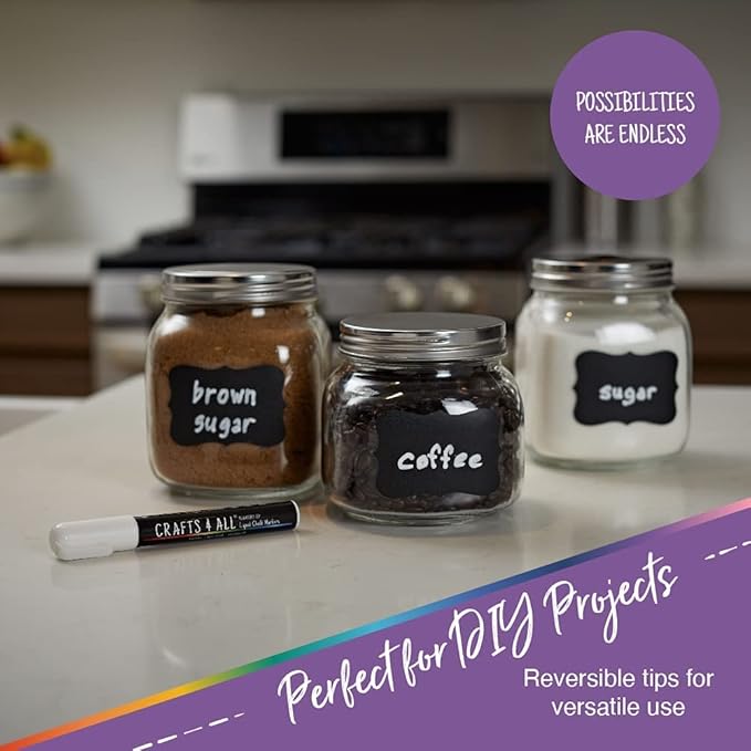 Crafts 4 All Liquid Chalk Markers For Blackboard Signs, Bistro Menu, Car Window Glass - Dry Erase, Washable - 13 Colored Chalk Pens w/Reversible Tips & Tweezers - Bonus White Chalkboard Marker!