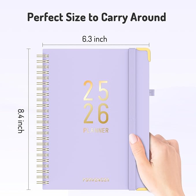 Jul 2025 - Dec 2026 Planner, Forvencer Academic Planner 2025-2026, 18 Month Daily Planner, 6" x 8", Weekly & Monthly Agenda Book, Hardcover Calendar Book, School Supplies for Student Teacher, Green