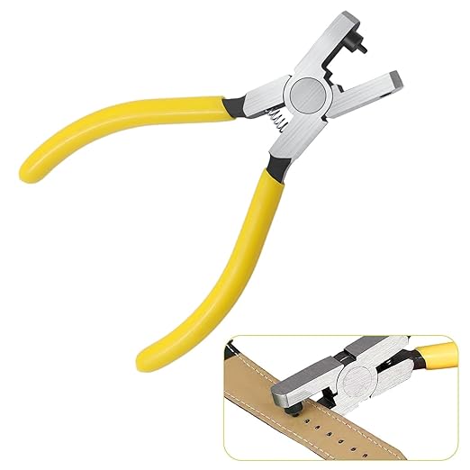 2.0mm Steel & Plastic Leather Hole Punch Tool - Precision Hand Puncher for Watch Bands, Belts, Dog Collars, Shoes, DIY Crafts (Yellow Handle, Long-Lasting & Portable)‌