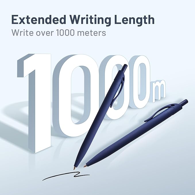 BallPoint Pens, 50 Pack (BLACK Ink),Bulk Pens, Navy Blue Barrel,Click Pens for Office Home and School, Retractable Ballpoint Pens, Medium Point, 1.00MM (Navy Blue)