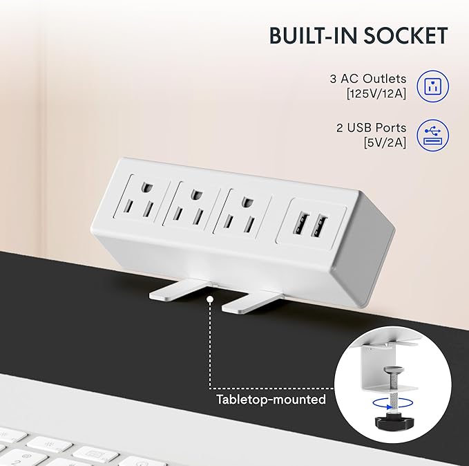 FLEXISPOT EN2 Whole-Piece Standing Desk with Clamp Power Strip, 60 x 24 Electric Stand Up Height Adjustable Desk with Cable Management (White Frame + 60" Maple Top, 2 Packages)