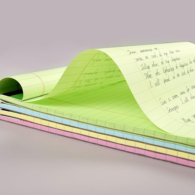KAISA Colored Legal Pads - 5"x8" Narrow Ruled, 50 Sheets/Pad (8 Pads), Recycled Paper Writing Pad with Sturdy Back, Small Size for Easy Organization and Portability, KSU-6887