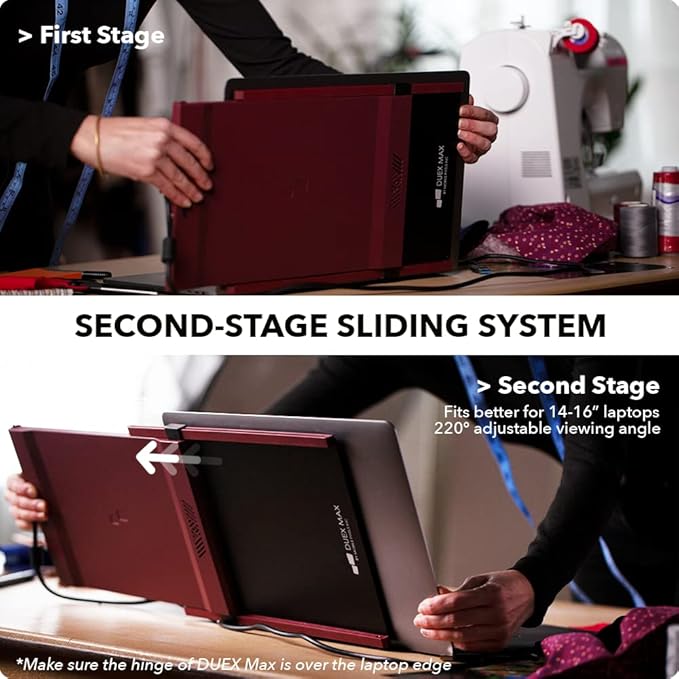 New Mobile Pixels 2024 Duex Max Portable Monitor, 14.1" FHD 1080P IPS Laptop Screen Extender, USB A/USB C Plug and Play Auto Rotated Laptop Monitor, Windows/Mac/Android/Switch Compatible (Rio Rouge)