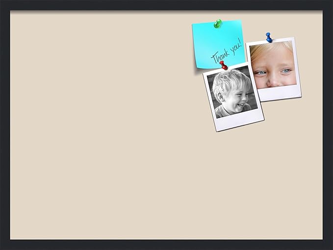 PinPix 30x22 Inch Cork Bulletin Board. This Decorative Framed Pin Board Comes with Desert Pastel Design and a Satin Black Frame. Ideal for Home Office Decor or Message Board (PinPix-1815)