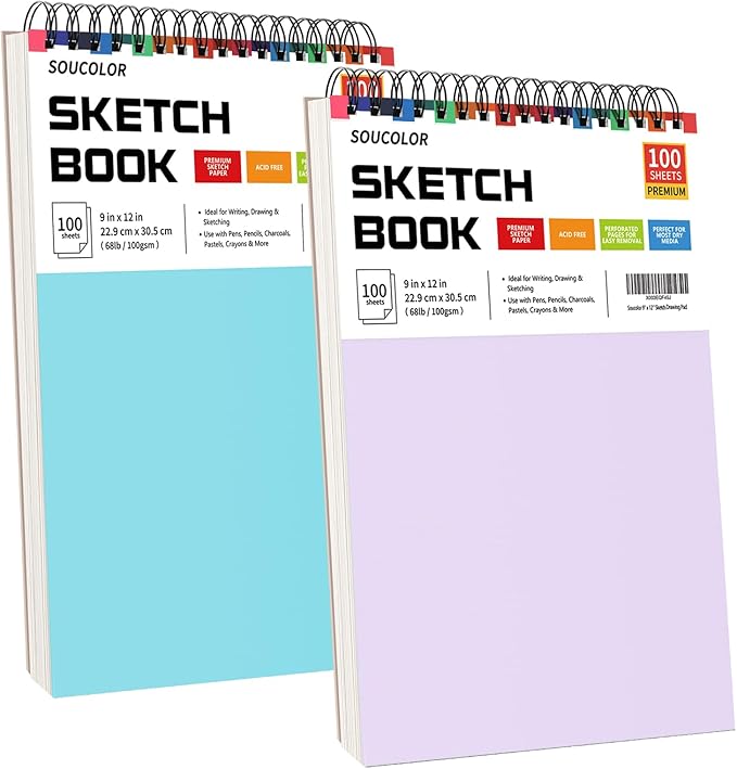 Soucolor 9 x12 Inch Sketch Book,Teen Girl Trendy Stuff, Halloween & Christmas for Teen Girls 4-12, Mother's Day, Birthday for Daughter Wife, Creative Gift for Mum Her, Christmas Coloring Book