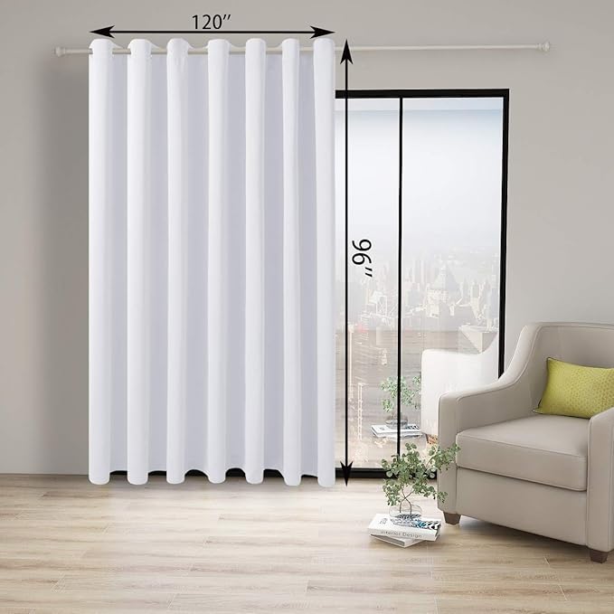 BONZER Extra Wide Room Divider Curtain Screen Partitions Total Privacy Wall Blackout Curtains for Shared Room, 96L x 120W Inch (8L x 10W ft), 1 Panel, Greyish White