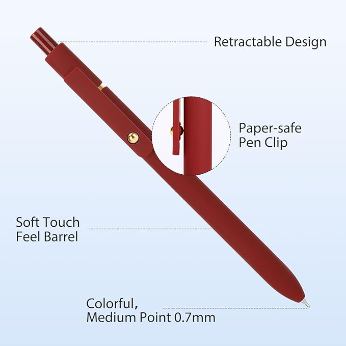 FIOVER Colored Pens, 12 Pack Colorful Gel Pens, Quick-Dry 0.7mm Medium Point for Journaling, Note Taking, Doodling, Aesthetic Office School Supplies, Gifts for Women Men