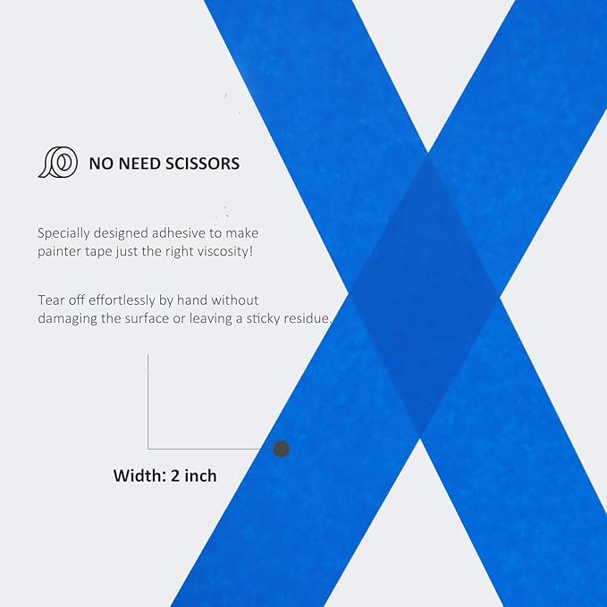 Blue Painters Tape 2 Inch Bulk - Blue Tape for Painting Automotive Walls Packing Removable NO Residue, Paint for Indoors & Outdoors, 2 Inches x 55 Yards x 5 Rolls