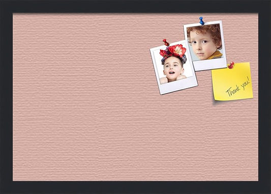 PinPix 19x13 Inch Cork Bulletin Board. This Decorative Framed Pin Board Comes with Pink Pastel Design and a Satin Black Frame. Ideal for Home Office Decor or Message Board (PinPix-1813)