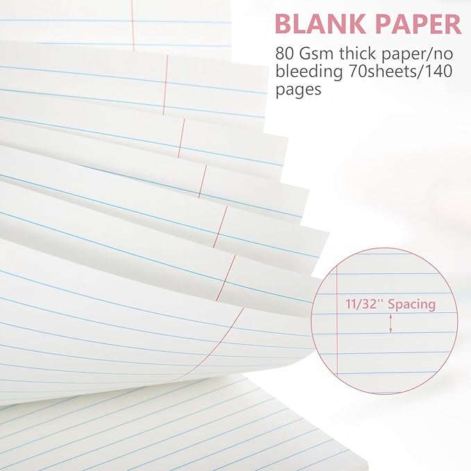 6 Pack 8.5 x 11'' Top Bound Office Steno Book Wide Ruled Double Sided Spiral Notebooks Reliable White Paper 70 Sheets/Pad Pastel Colors Covers for Writing School Notes(Bohemian Color)
