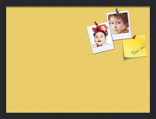 PinPix 23x17 Inch Cork Bulletin Board. This Decorative Framed Pin Board Comes with Honey Pastel Design and a Satin Black Frame. Ideal for Home Office Decor or Message Board (PinPix-1810)