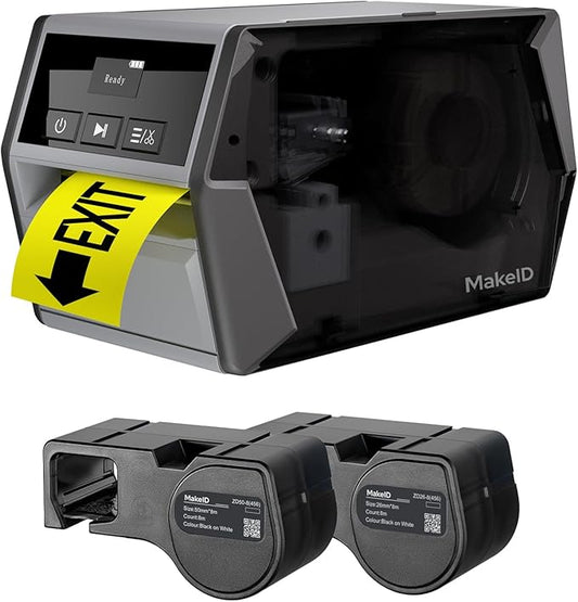 Makeid D50 Industrial Label Printer, Desktop Label Maker 2" Print Head, Mobile APP & PC Editor Compatible, 2600mAh Li-ion Battery, Come with 1.97" W x 26.24ft L Label Heavy-Duty Labeler for Job Sites