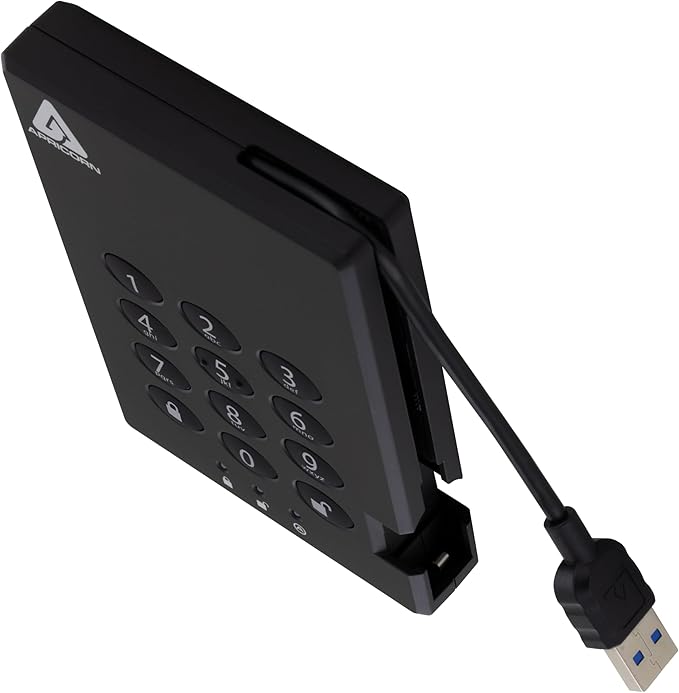 Apricorn 500GB Aegis Padlock USB 3.0 256-bit AES XTS Hardware Encrypted Portable External Hard Drive (A25-3PL256-500)