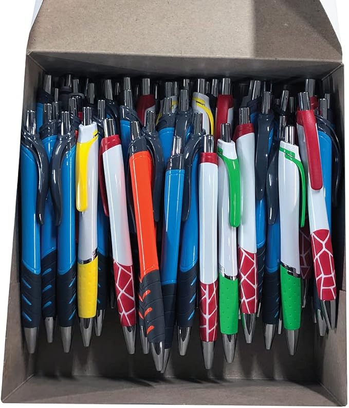Wholesale Pens - Assorted styles of click pens -Box of 100 - colors and styles will vary
