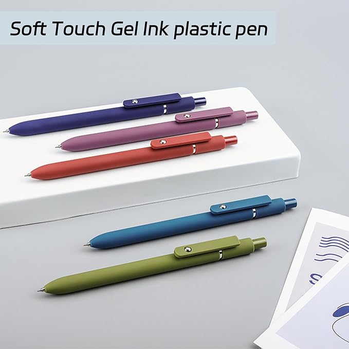 Gel Pens, 5Pcs 0.5mm Fine Point Black Ink Pens With Smooth Wirting,Office Desk Accessories,Quick Dry Pens For Journaling,Ballpoint for School Supplies, Gift for Women Men Student(Retro)