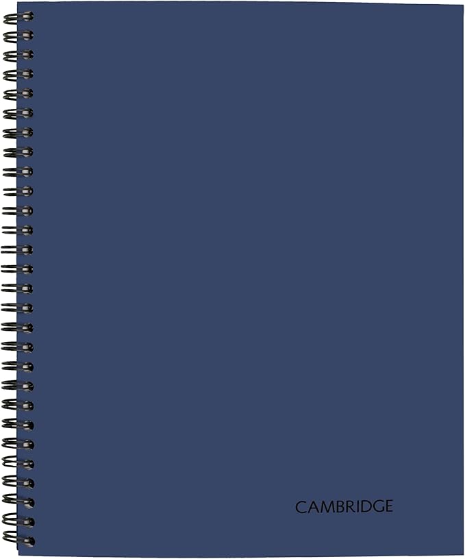 Cambridge Limited Business Notebook, Legal Ruled, 8-1/4" x 11", 80 Sheets, Soft Touch Flexible Cover, Wirebound, Blue (UN06062-20)