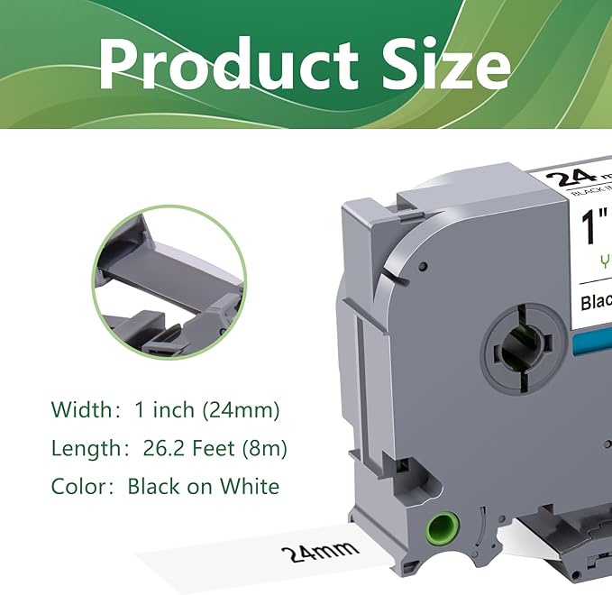 Compatible with Brother TZe-251 TZe TZ Tape 24mm 0.94 Laminated White TZe251 TZ-251 Replacement for PTouch 1 Inch Label Maker Tape for P Touch PTD600 PT-P710BT, 4 Pack