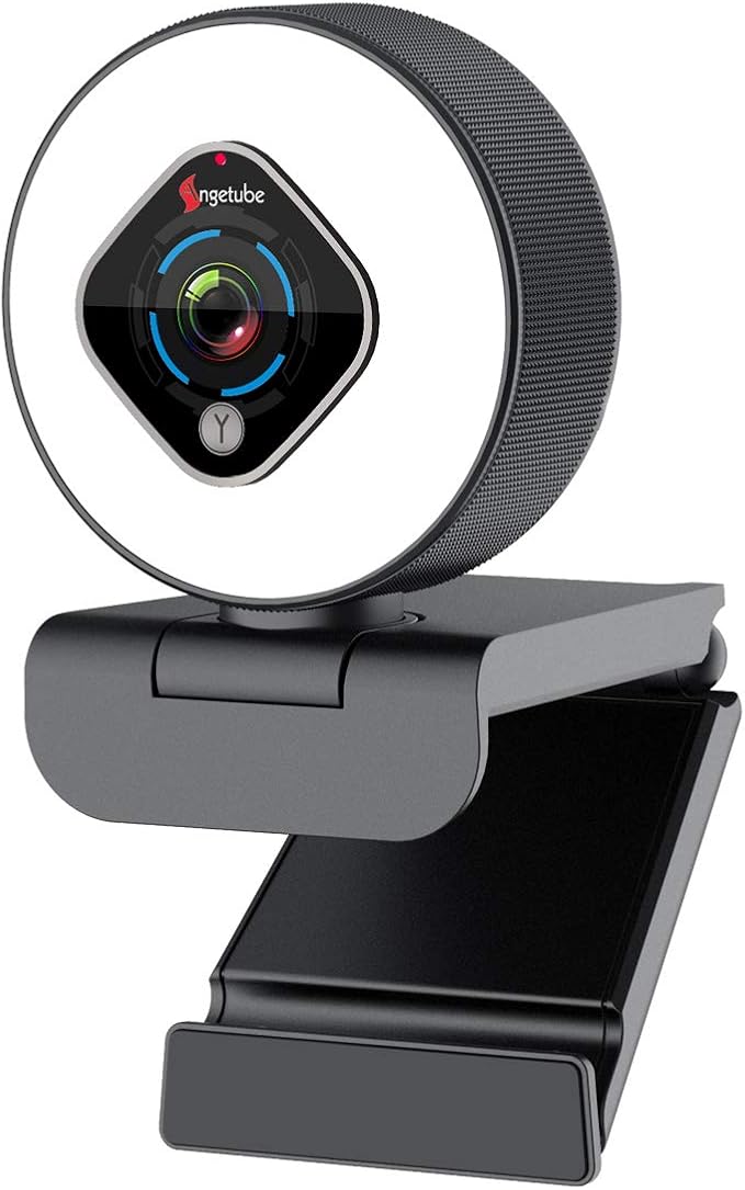 Angetube Streaming Webcam 1080P with Ring Light - HD Web Camera with Digital Zoom Autofocus for Computer PC Laptop Mac 962 USB Web Cam for Gaming Xbox Google Meet