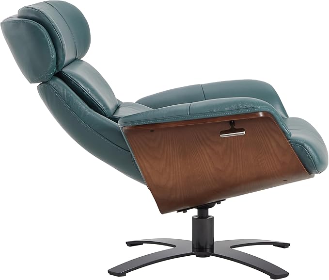 CHITA Genuine Leather Reclining Swivel Chair with Adjustable Headrest and Ottoman for Living Room, Teal