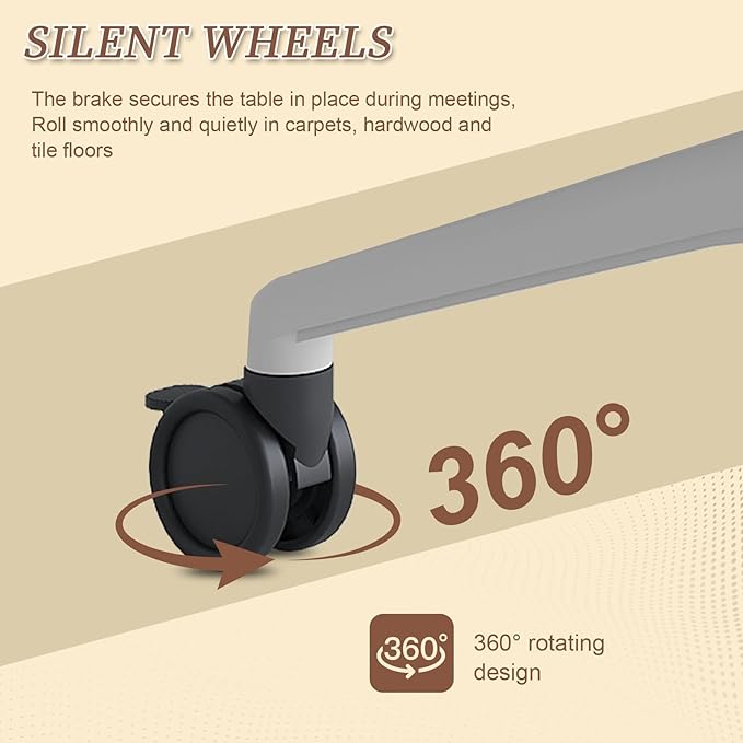 Folding Conference Room Table, Modern Conference Tables with Wheels, Large Rectangular Mobile Training Tables for Office Classroom, Foldable Modular Boardroom Seminar Table (6pack L47.2in)