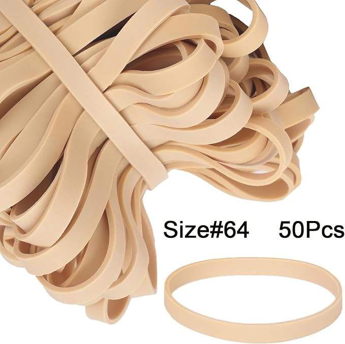 Rubber Bands Size #64, Elastic Band Beige 0.5bl about 110Pcs Wide Rubber Band For Office Home Supplies(3 1/2" x 1/4")