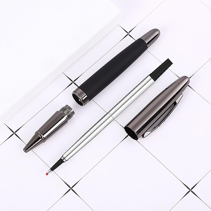 DunBong Quink Ink Rollerball, Compatible with Parker Rollerball Pens, 0.5mm Fine Point, Black Ink Refill Pack of 5, Replaceable Gel Ink Pen Refills, Smooth Writing (Black-0.5mm)