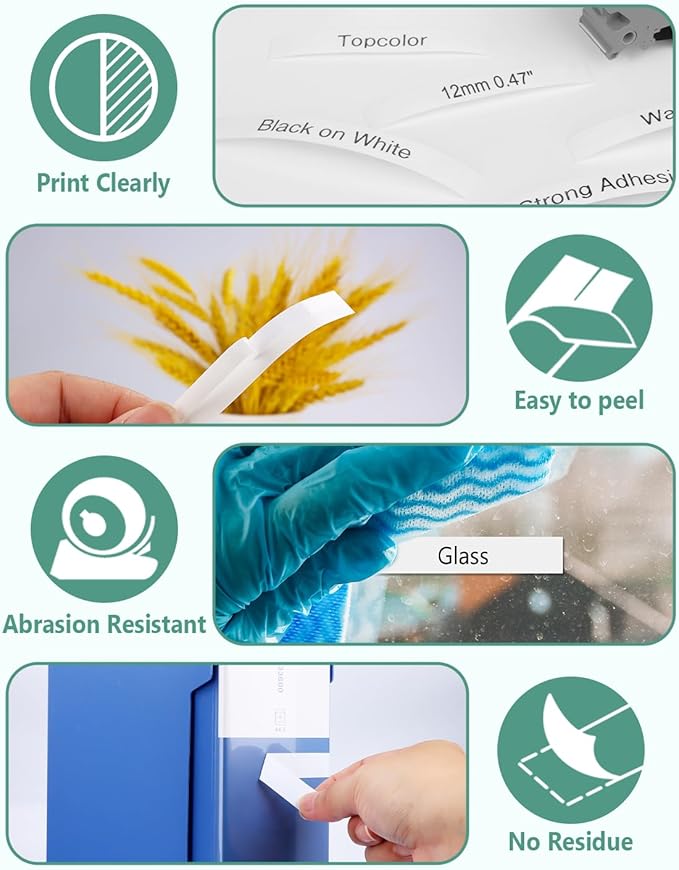 6-Pack Tze231 12mm Label Maker Tape Compatible for Brother P Touch Label Tape 12mm 0.47 White Tze-231 Tz231 Tze Tz 12mm 1/2" Laminated White for PT-D210 PT-D202 PT-D220 PT-D410 PTD600 PTD400