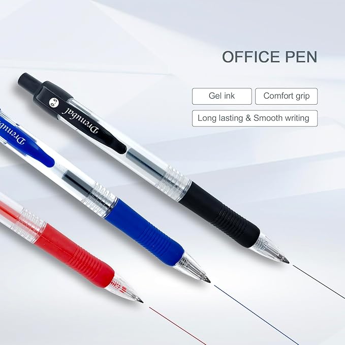 Red Bulk Pack for School Office of 12 Ink Pens, Retractable Ballpoint Pens Medium Point 0.5 mm