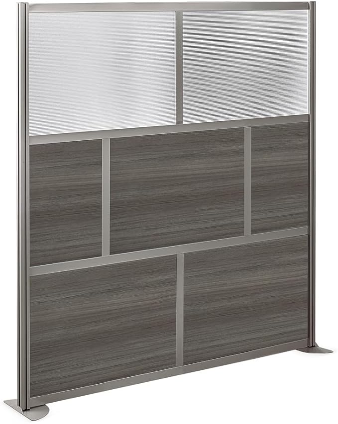 NBF Office Partitions - Cubicle Privacy Panel Wall Divider - Modern Room Separator with Quick Assembly - Indoor Laminate Free Standing Portable Room Divider Panel - 76" H x 72" W (Espresso, Warm Ash)