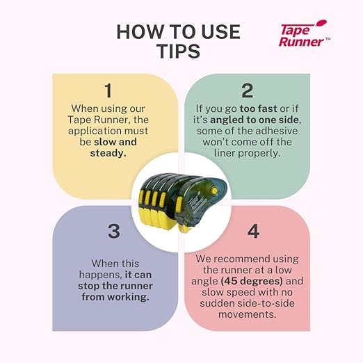 Tape Runner - Double Sided Adhesive with Dispenser Roller Included - Acid Free, Sticky, Clear & Transparent - Ideal for Scrapbooking, Crafts & More - Boomerang (417 inches per Cartridge), 20 Cartridge