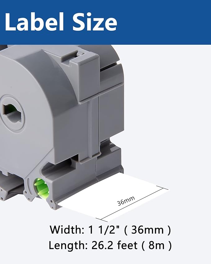 36mm Laminated Clear Label Tape, Black on Clear, 1 1/2" x 26.2 Feet, 3-Pack, Compatible with Brother P Touch Label Maker TZe-161 TZe161