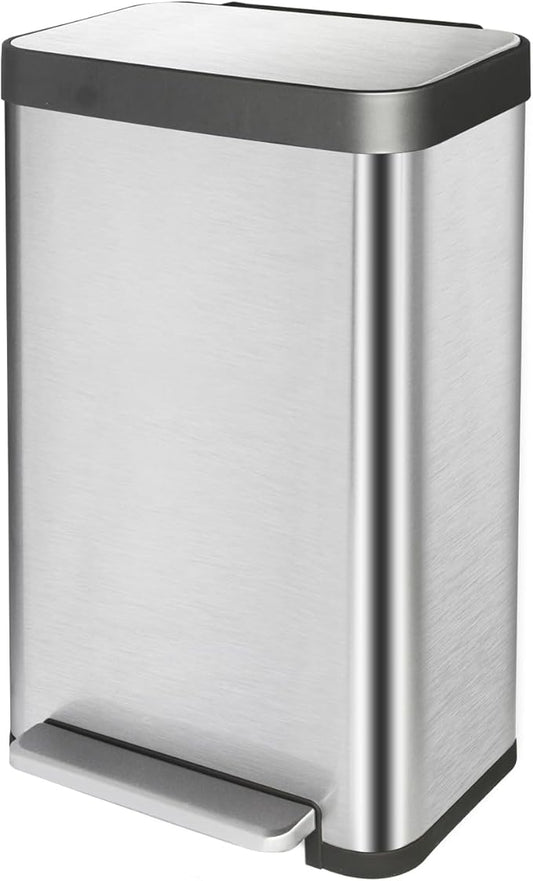 50 Liter / 13 Gallon Trash Can, Fingerprint Proof Stainless Steel Kitchen Trash Can with Removable Inner Bucket, Step Trash Bin for Home Offices and Public Areas