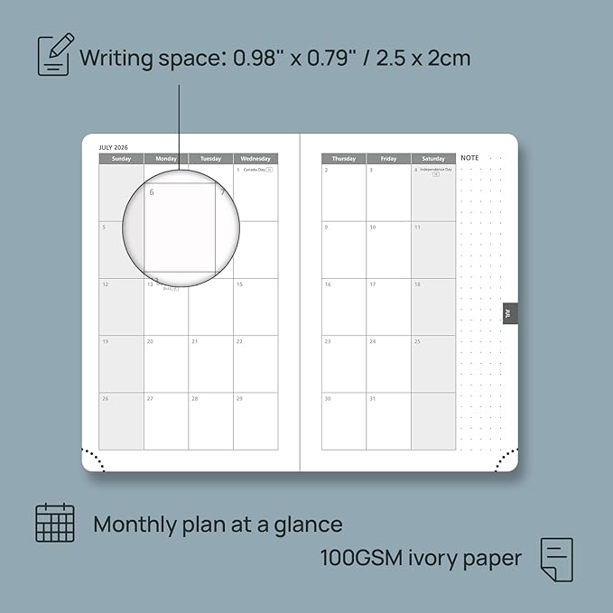 POPRUN 2026 Planner (Pocket Size 4''x 6.25'' Hardcover) - Small Calendar for Purse with Hourly Schedule & Vertical Weekly Layout, Monthly Calendars, 100 GSM - Burgundy