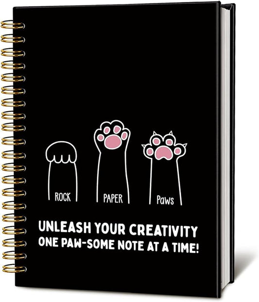 Funny Cat Paws Notebook, Cats Lover Gifts Notebooks for Note Taking, Cats Mom Lady Gifts for Women Journal, Cute Kitten Journals for Writing, Cat Office Supplies, 5.5x8.3 Inch