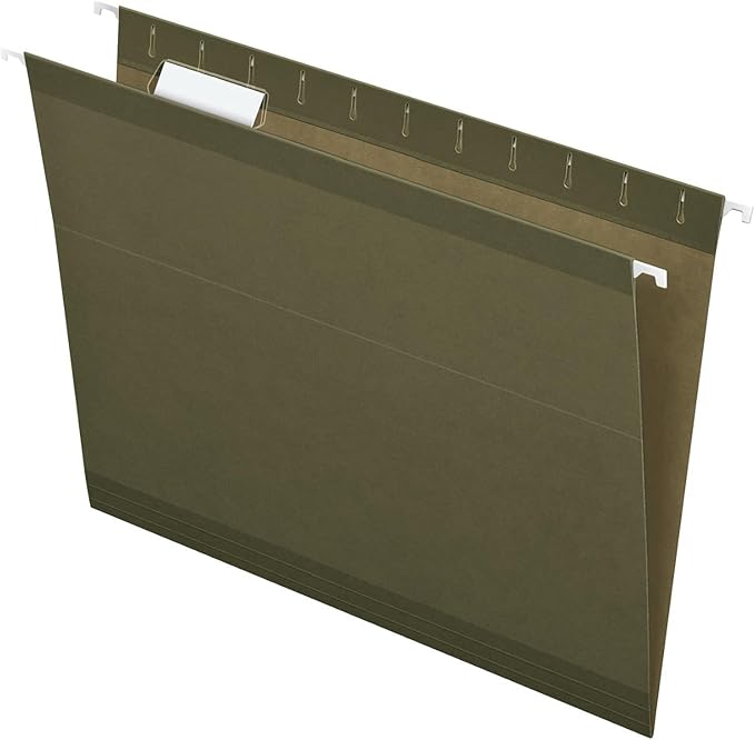 Pendaflex Hanging File Folders Letter Size - 100 Pack - 1/5 Cut Adjustable Tabs - Green Bulk File Folders with Tabs 8.5 X 11 Inches