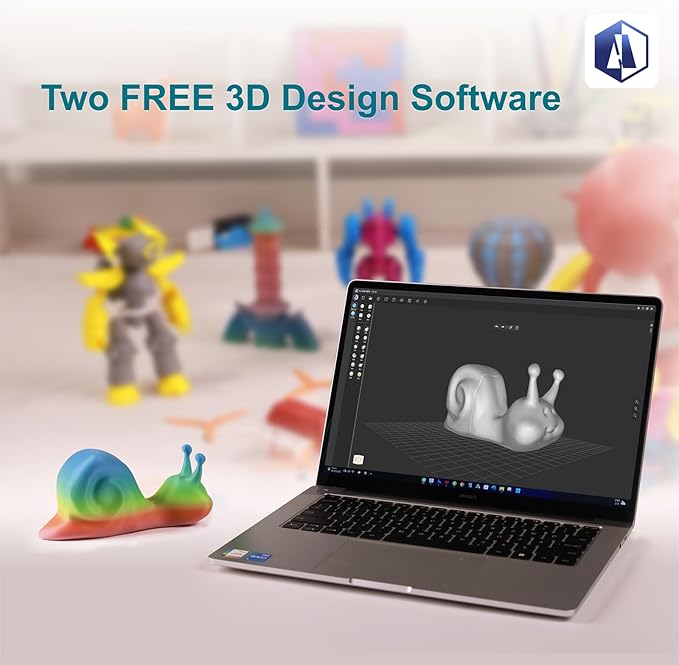 X-Maker 3D Printer for Kids and Beginners, Fully Assembled High-Speed 3D Printer with 8 PLA Filament Set, Leveling-Free Bed, Wi-Fi Printing, Resume Printing, Silent, High Precision, with App