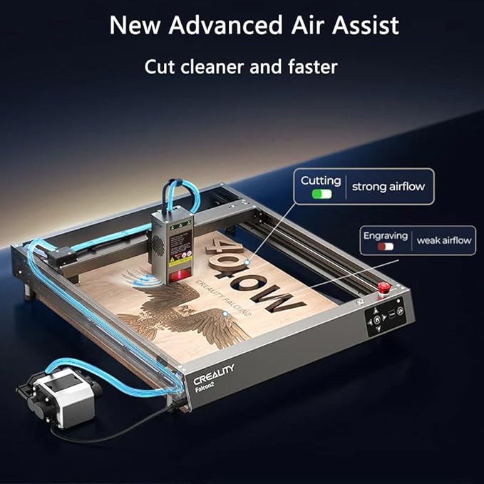 CREALITY FALCON2 40W Laser Engraver Machine with Air Assist, 240W Laser Engraver and Cutter Machine for Wood Metal Crafting Customized Gift and Batch Produce