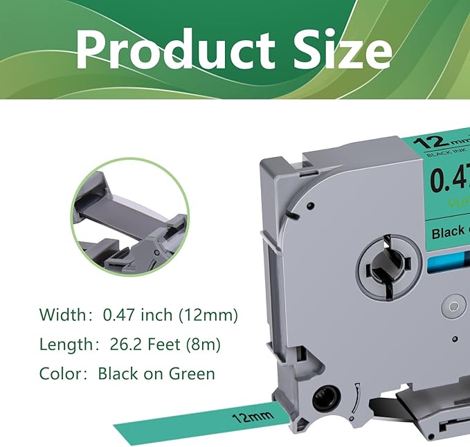 3-Pack TZe-731 Green TZe TZ Tape Compatible with Brother P Touch Label Maker Tape TZ-731 TZe731 TZ731 Label Tape 12mm 0.47 Laminated Black on Green for PTD210 PTD600 PTH110 PT1230 Cube